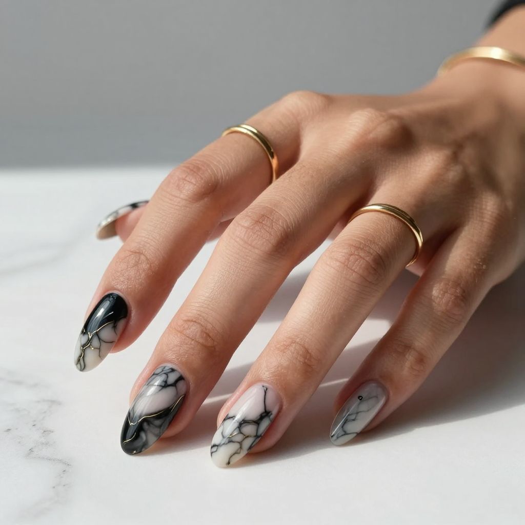 Edgy Black and White Marble