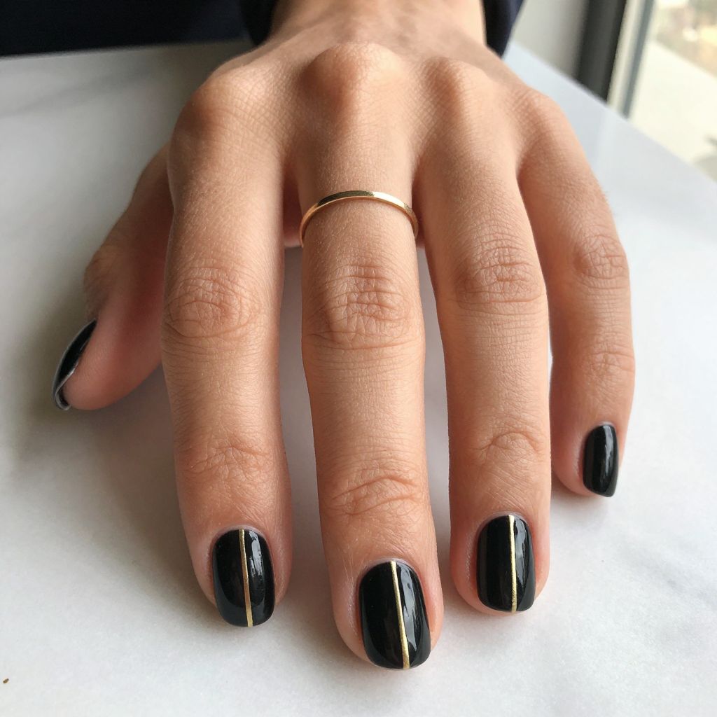 Minimalist Black with Single Gold Stripe