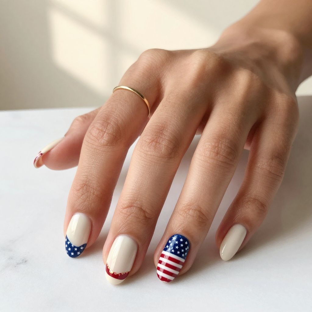 Elegant 4th of July nail design 4