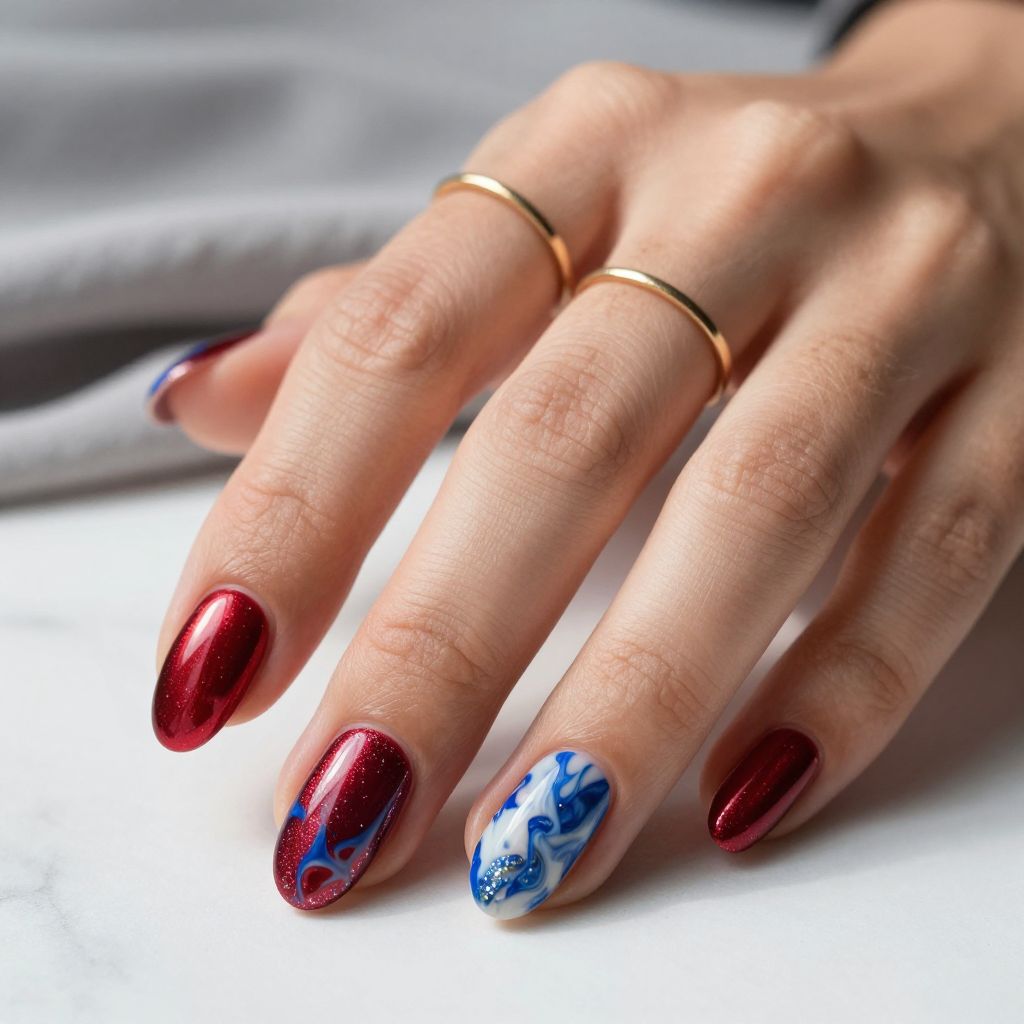 Elegant 4th of July nail design 5