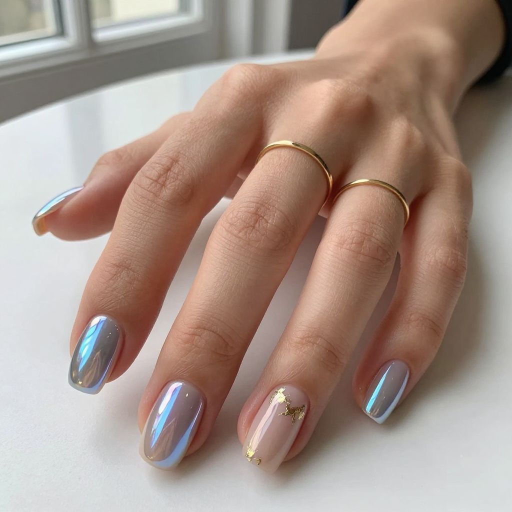 Holographic Chrome Mirror Nails
