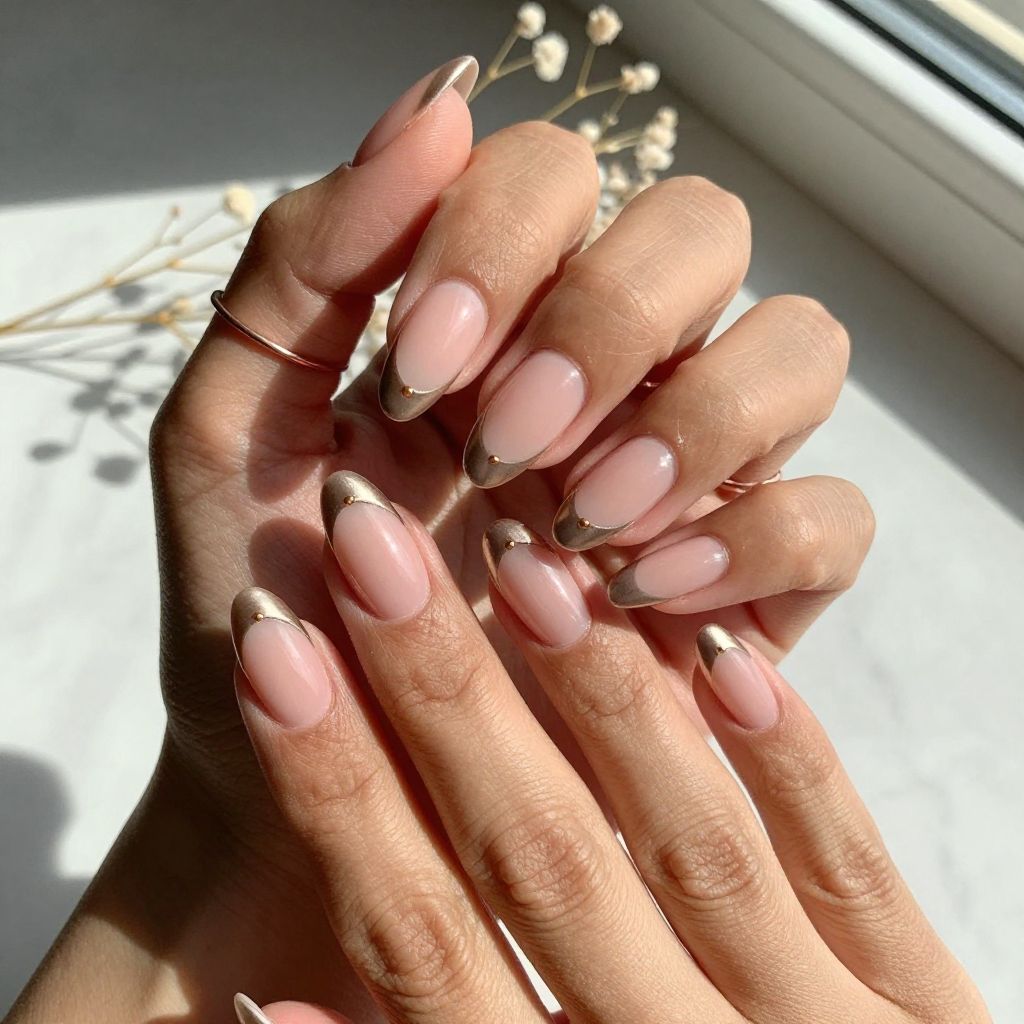 Chrome Half Moon Manicure