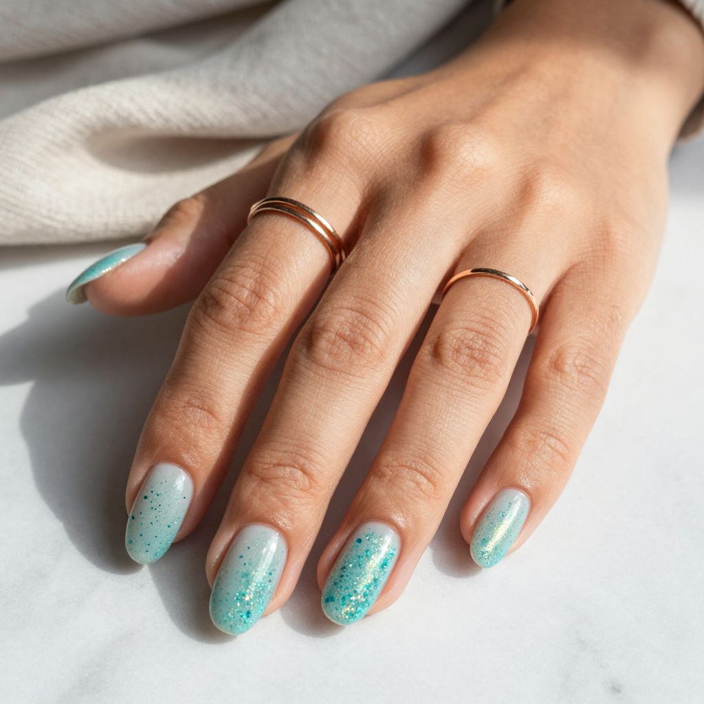 Aquamarine Chrome with Turquoise Glitter
