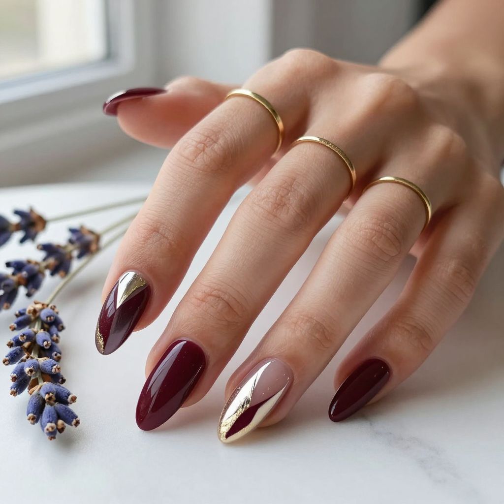 Chrome with Negative Space Geometric Patterns