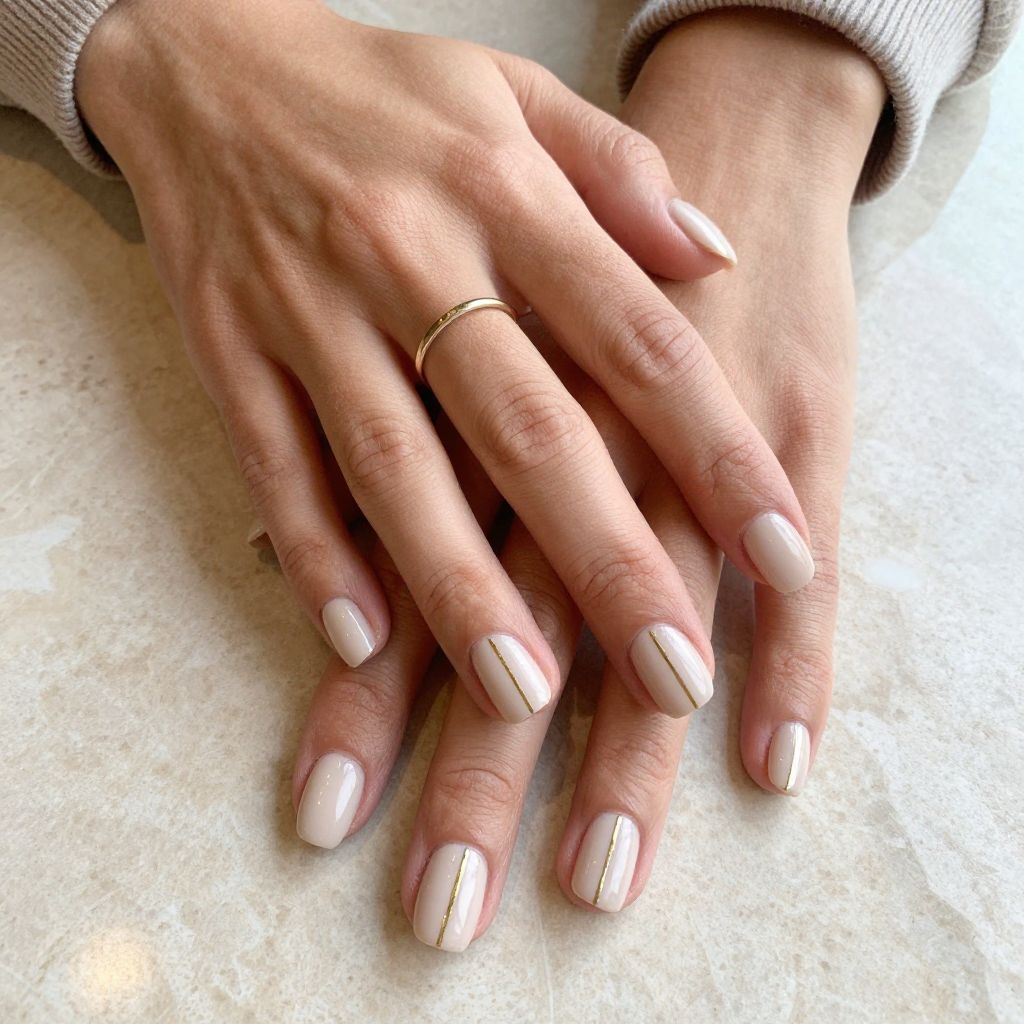 Creamy Nude with Metallic Accent Line