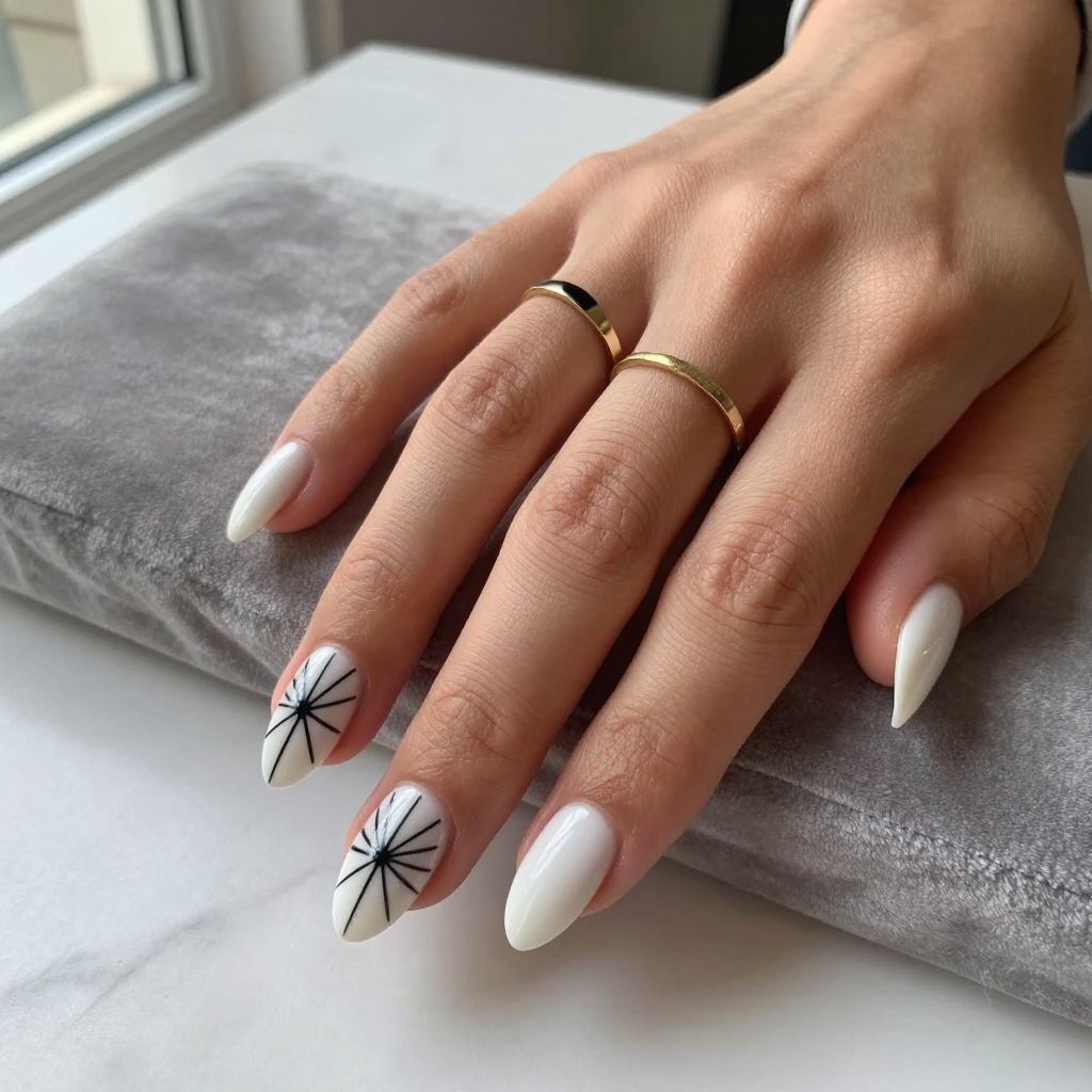 White with Minimalist Black Art Deco Lines