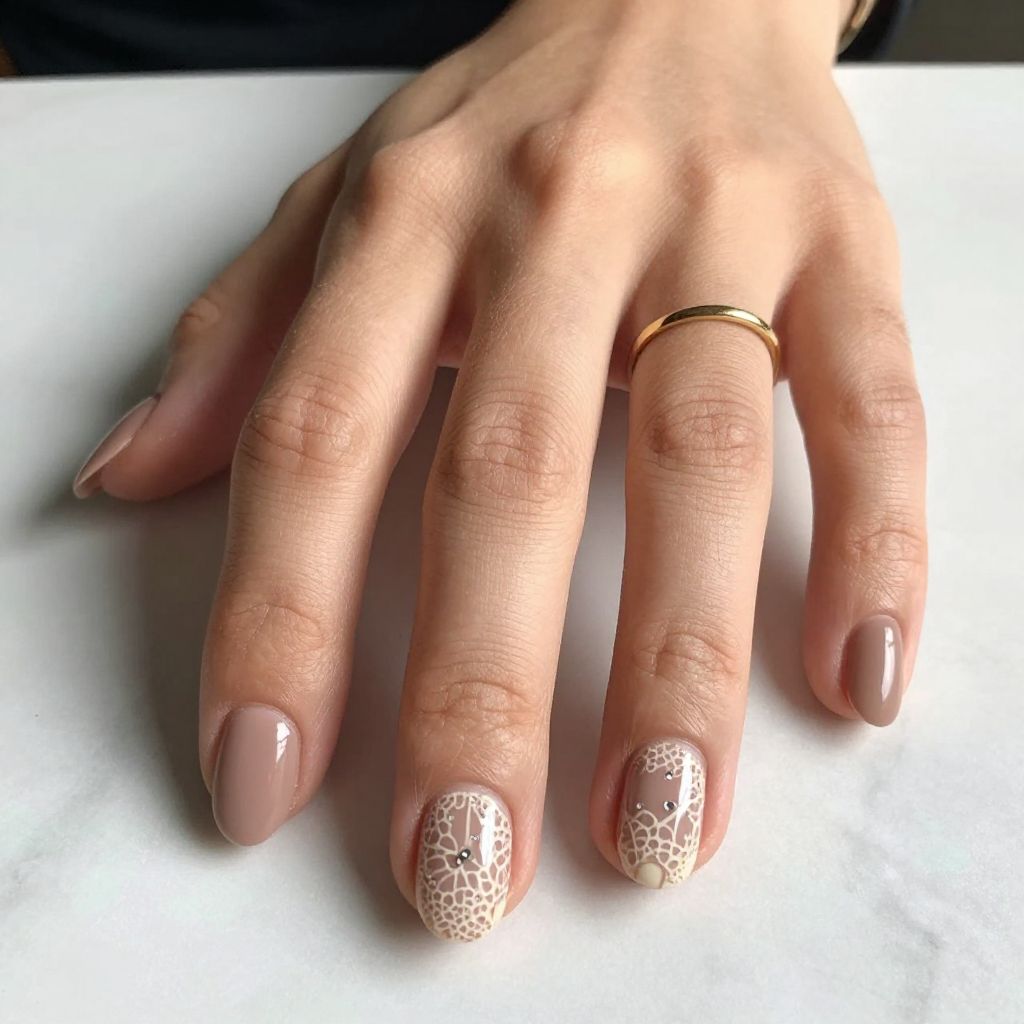 Taupe with Delicate Lace Detail