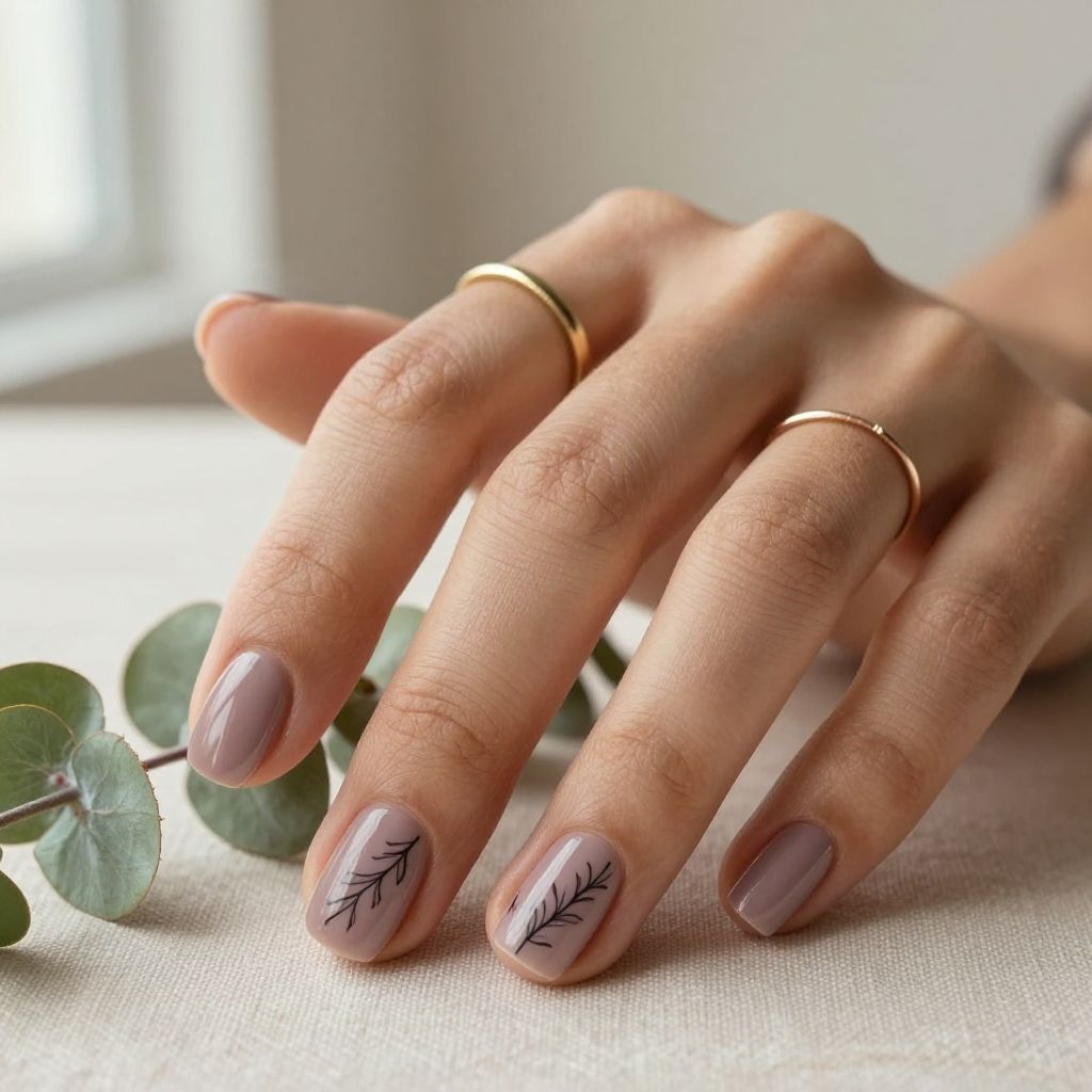Soft Mauve with Minimalist Botanical Line