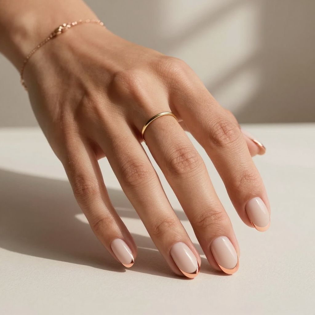 Almond Shaped French Manicure with Modern Twist
