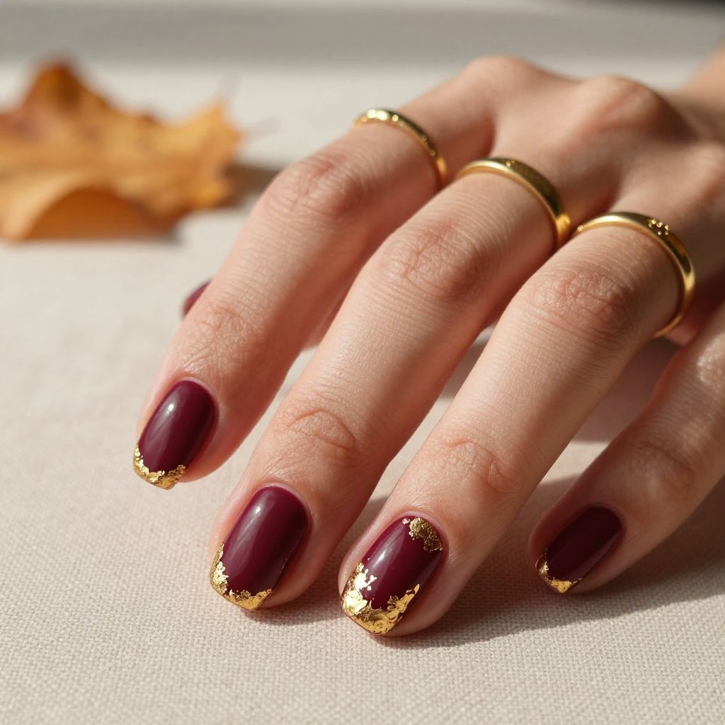 Deep Burgundy with Gold Foil Accents
