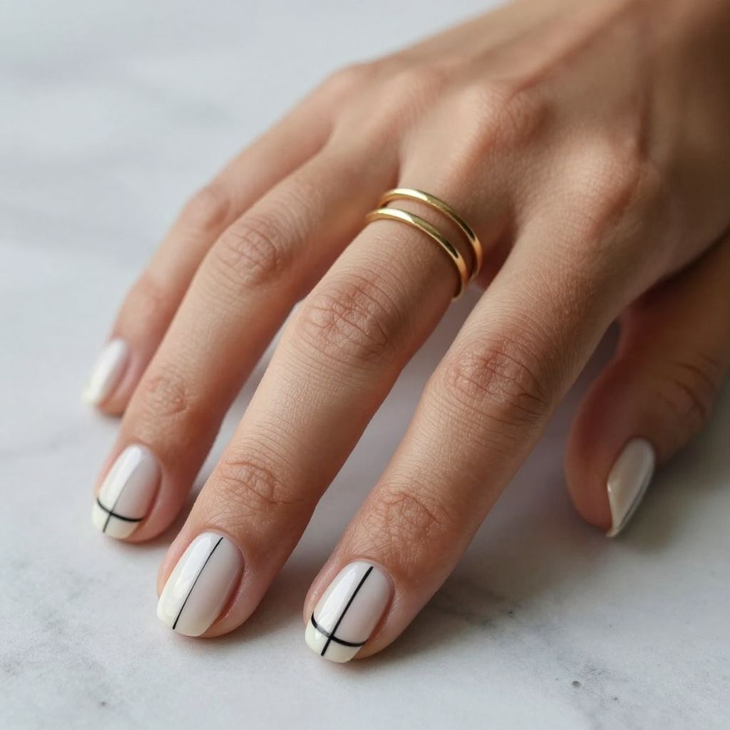 Milky White with Fine Black Line Detail