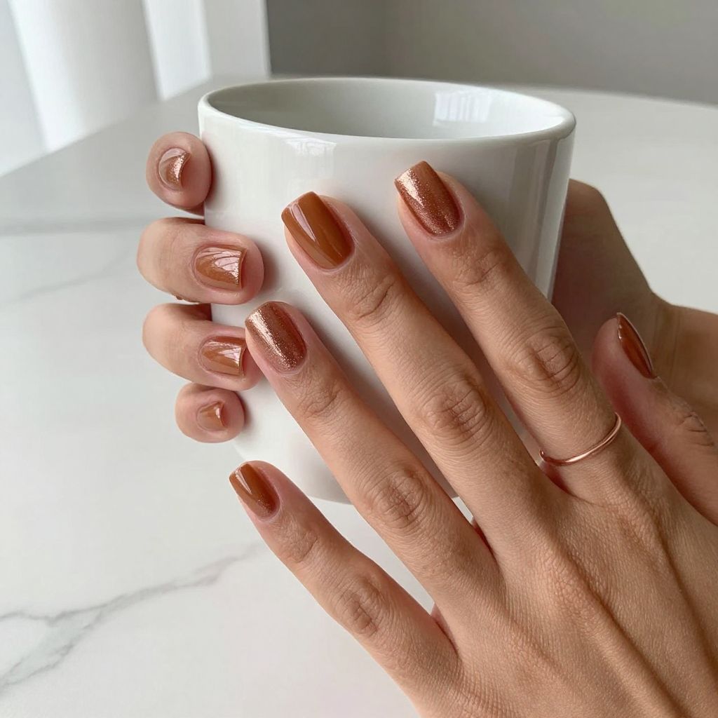 Caramel Brown with Rose Gold Shimmer