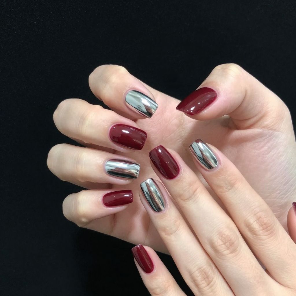 Dark Red nail idea 9