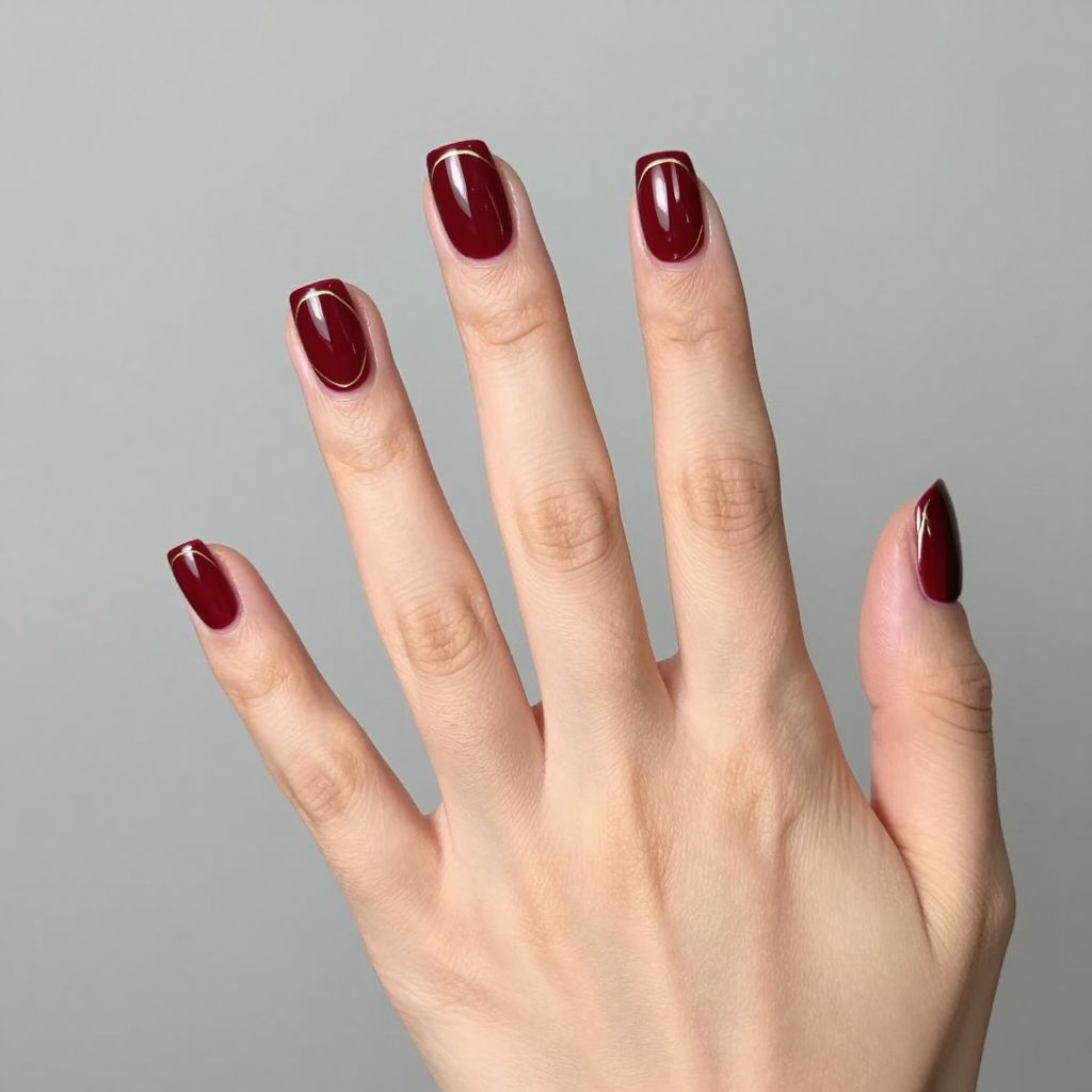 Dark Red nail idea 13