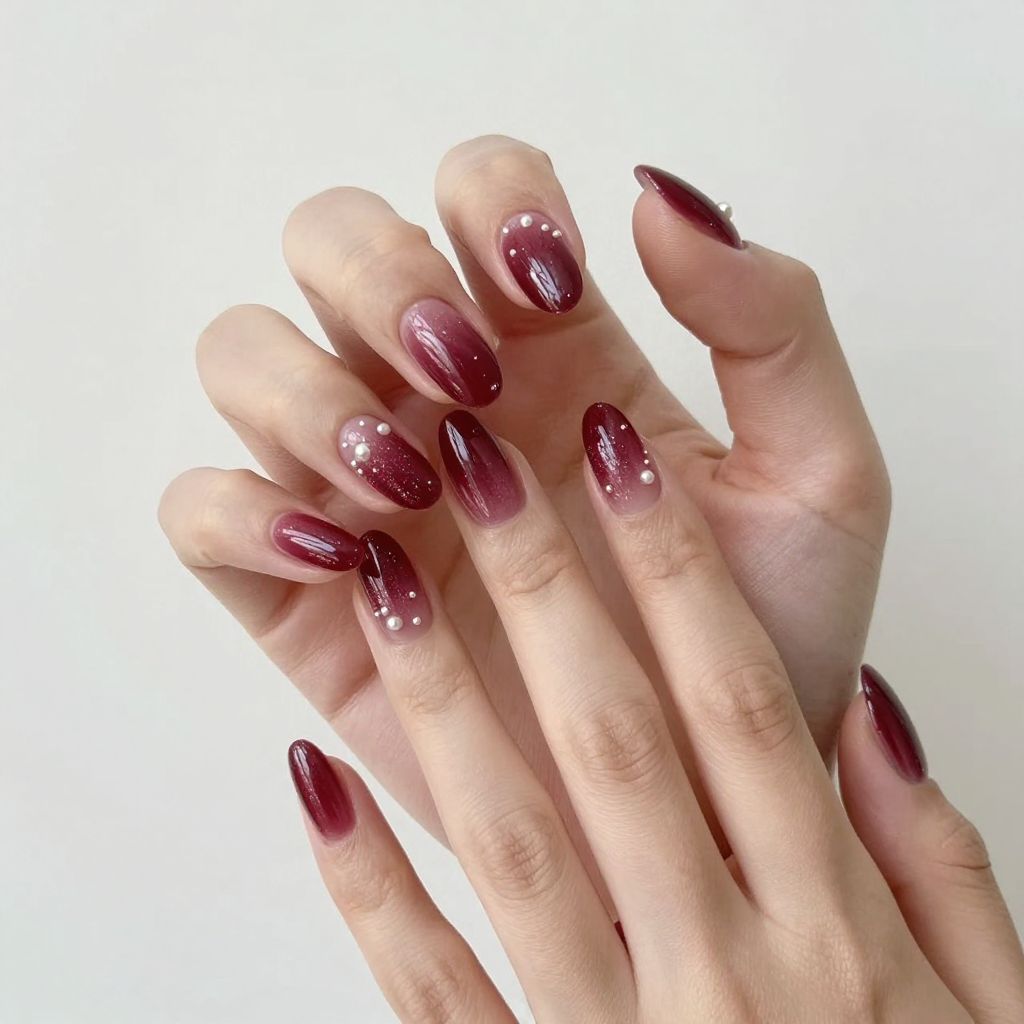 Dark Red nail idea 14