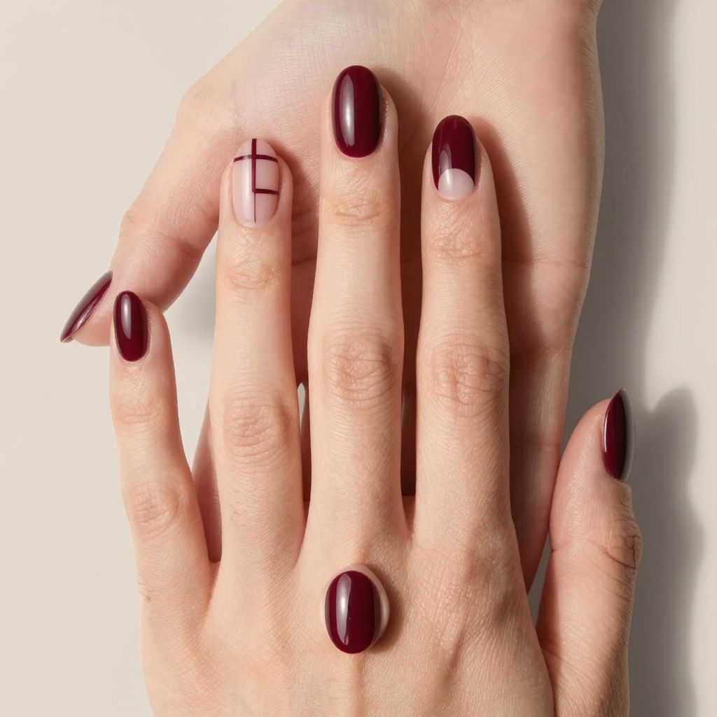 Dark Red nail idea 4