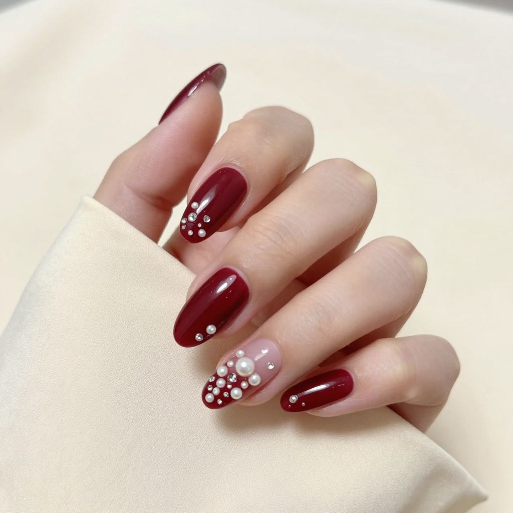 Dark Red nail idea 6