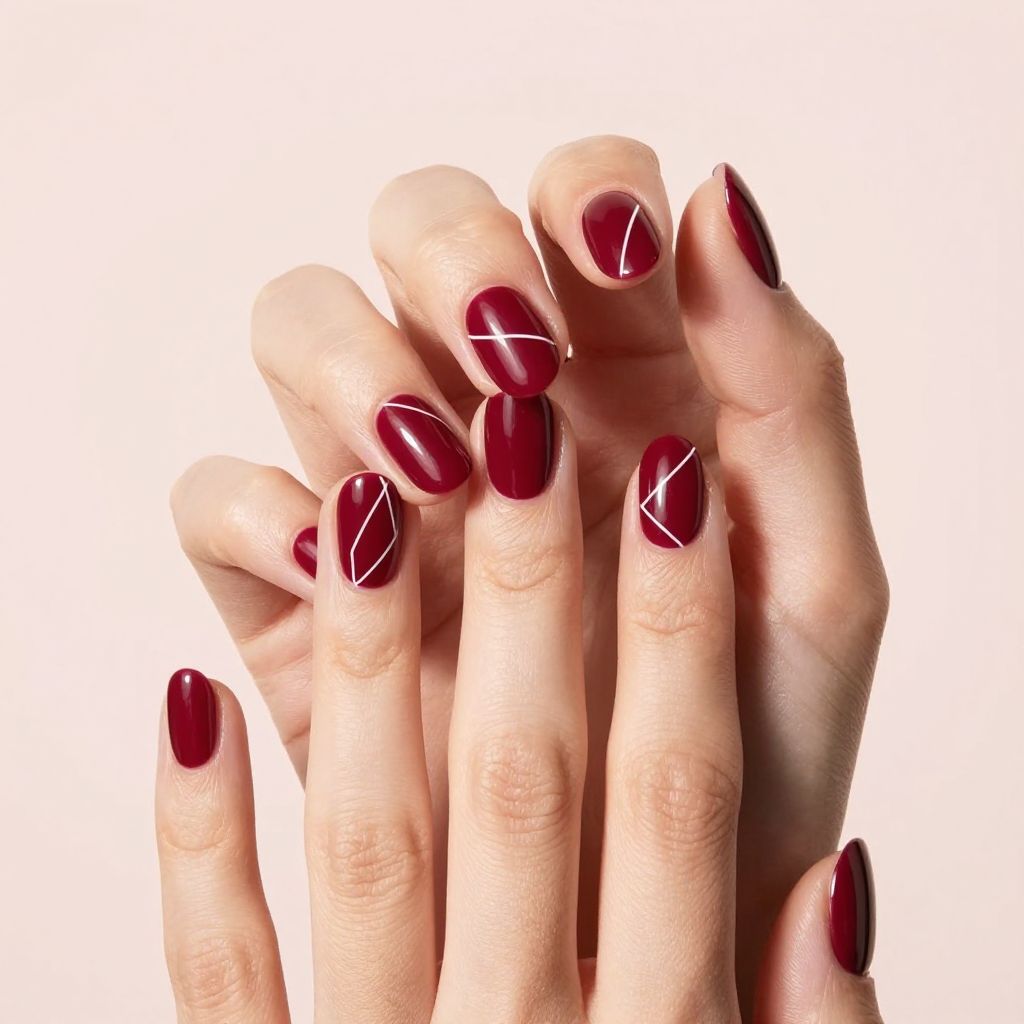 Dark Red nail idea 7