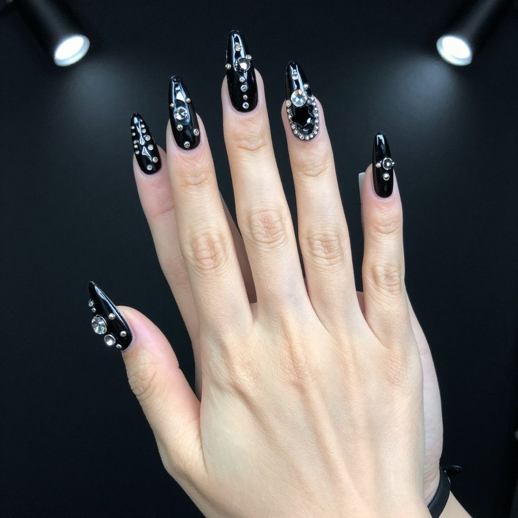Black nails idea 6