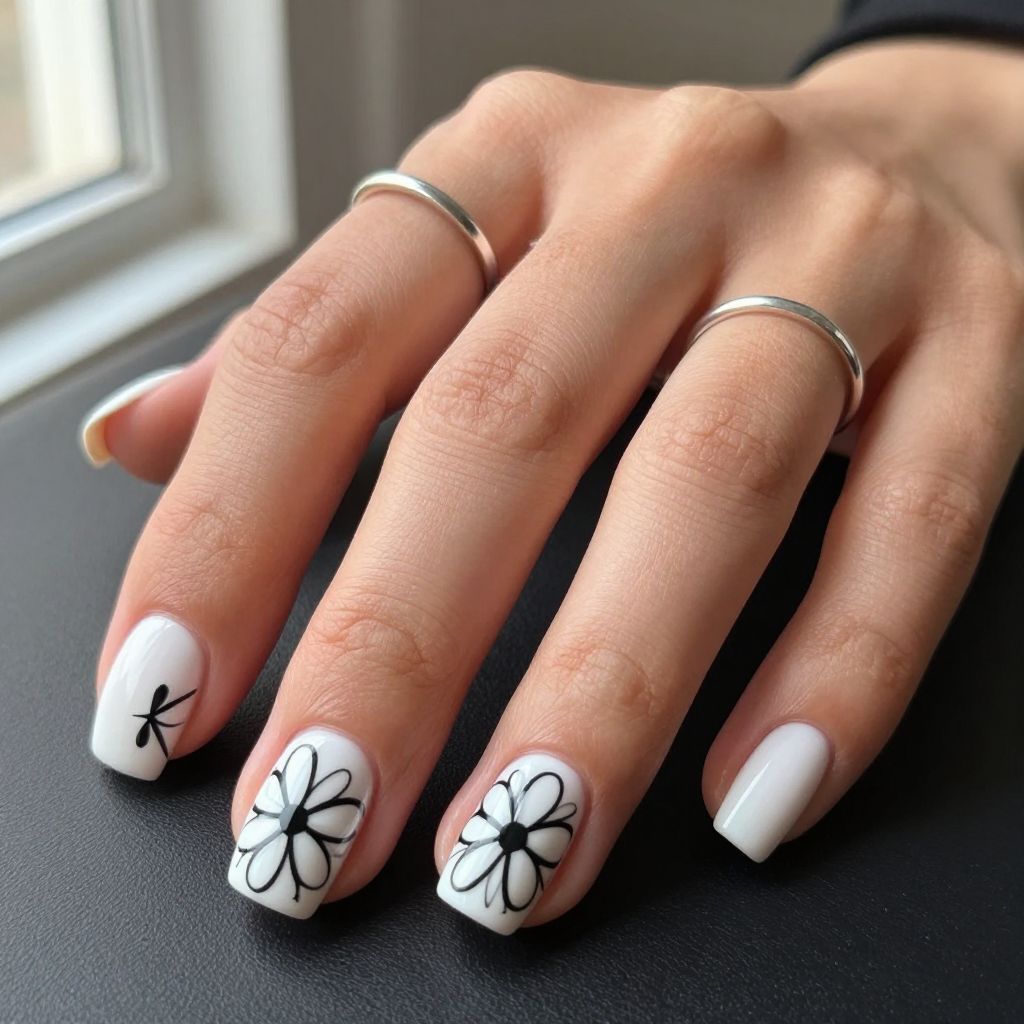 Black and White Graphic Florals