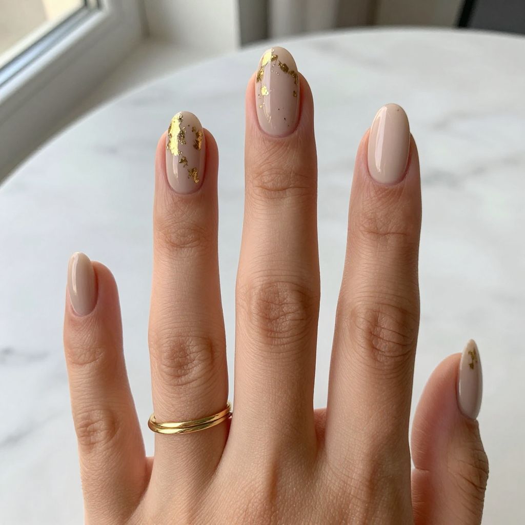 Classic Gold Leaf Accent Nails