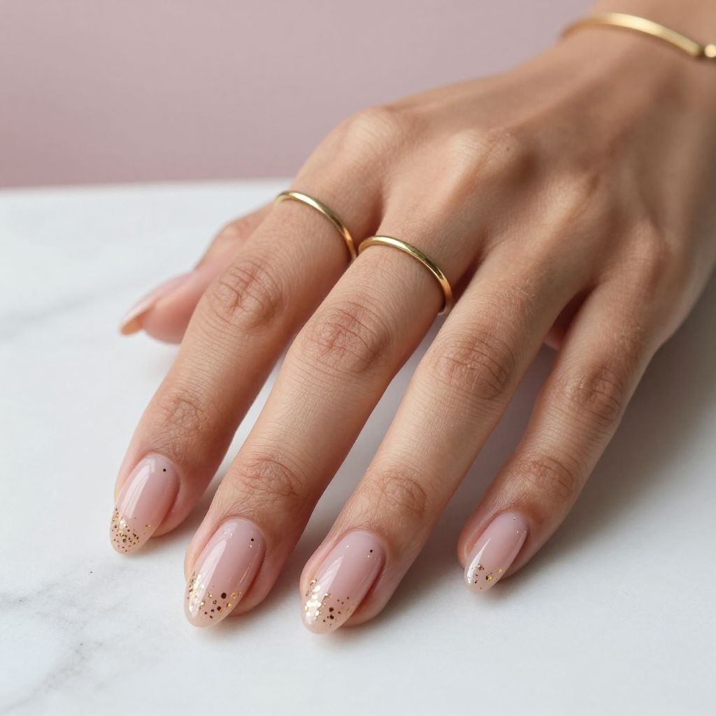 Gold Confetti on Pink Base