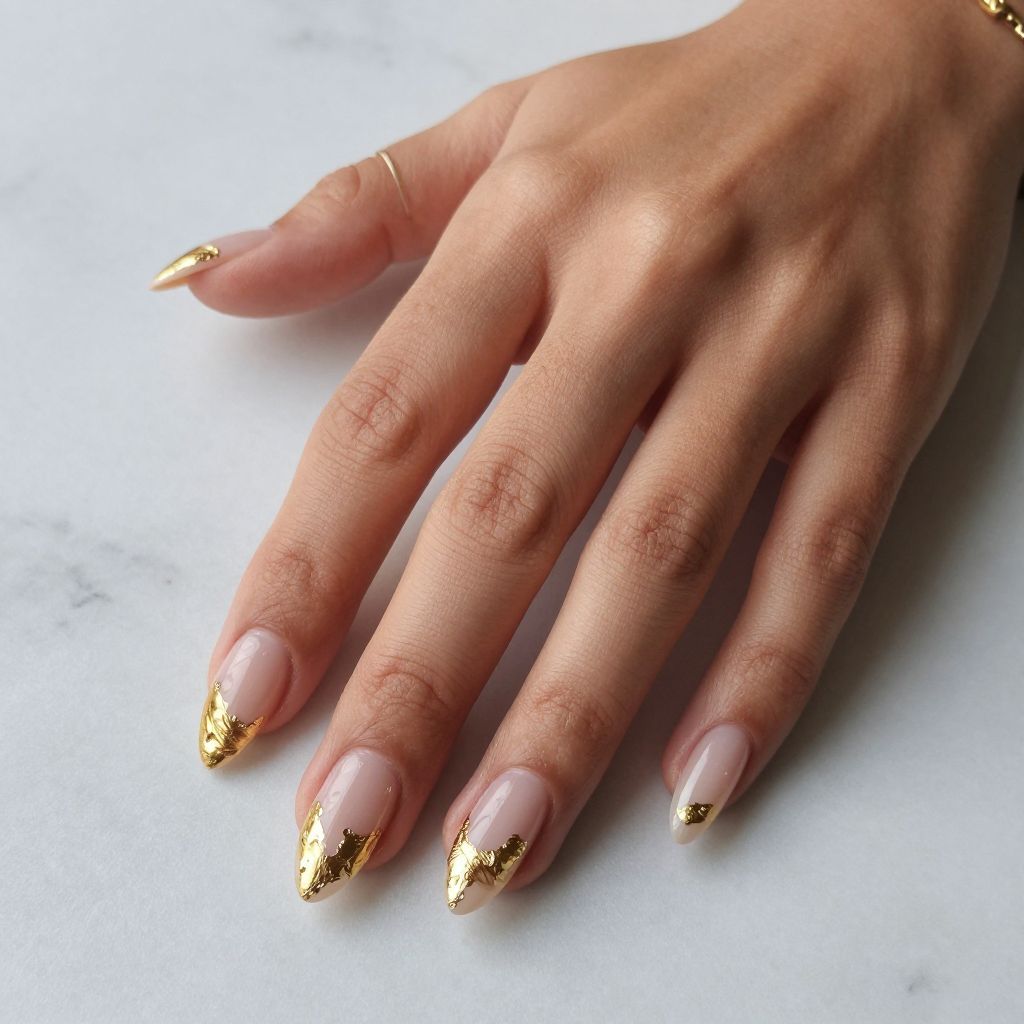 Gold Foil Textured Nails