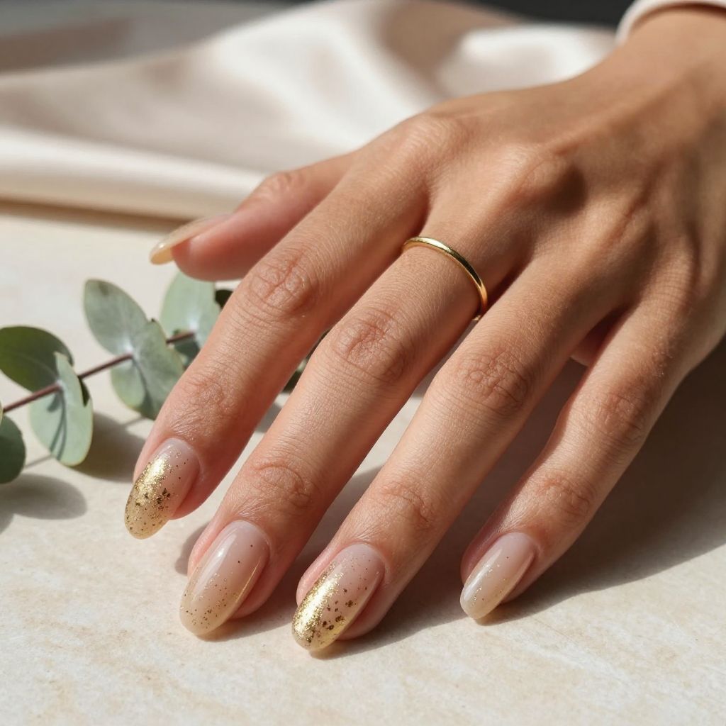Gold Flake Nude Blend Nails