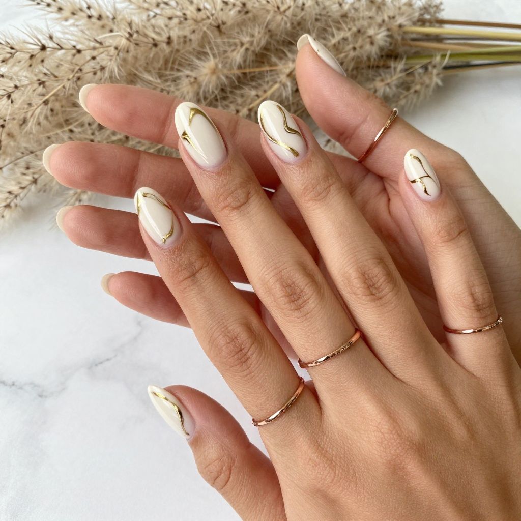 Gold Marble with White Swirls