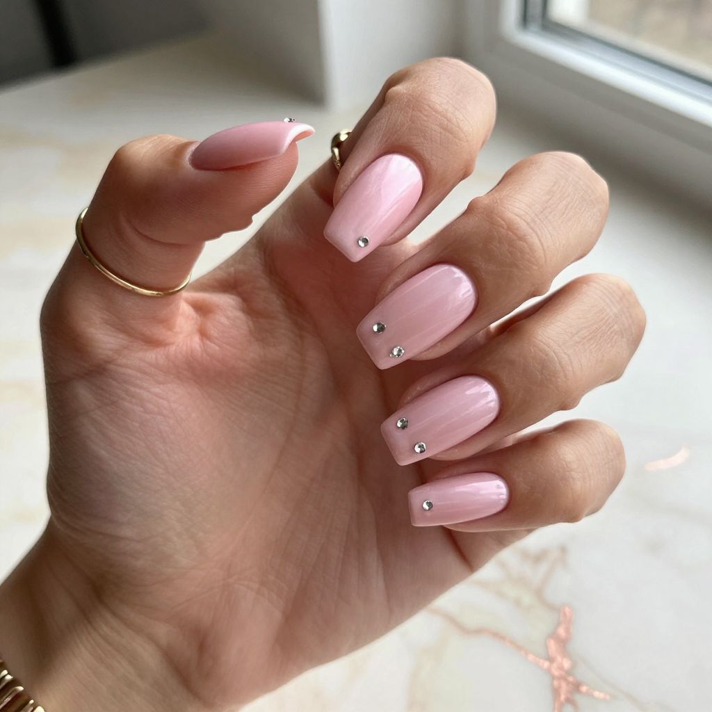 Rose Pink Silk Finish with Diamond Studs