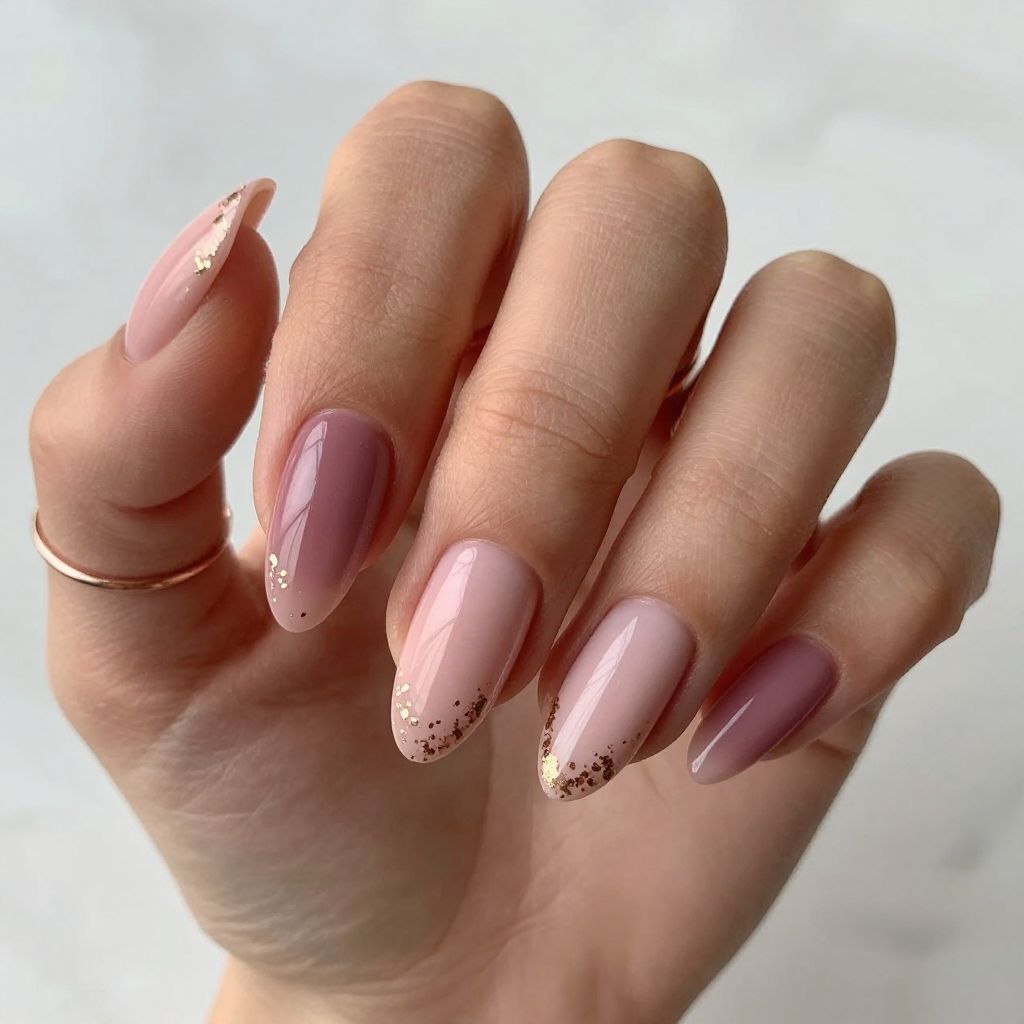Pink Ombre with Gold Leaf