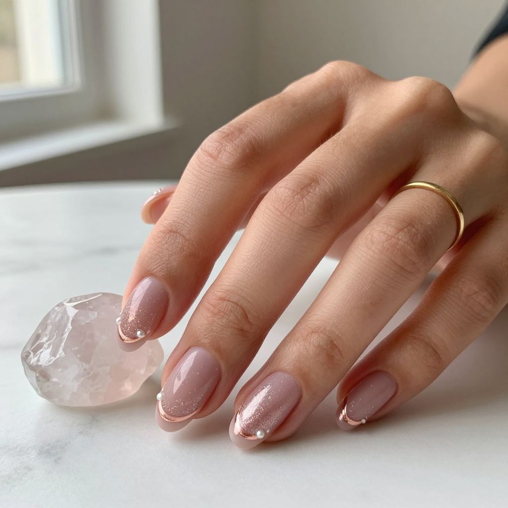 Dusty Rose with Subtle Glitter and Pearl Gradient
