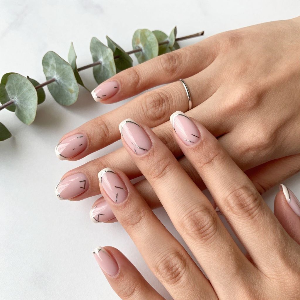 Soft Pink with Negative Space Geometry