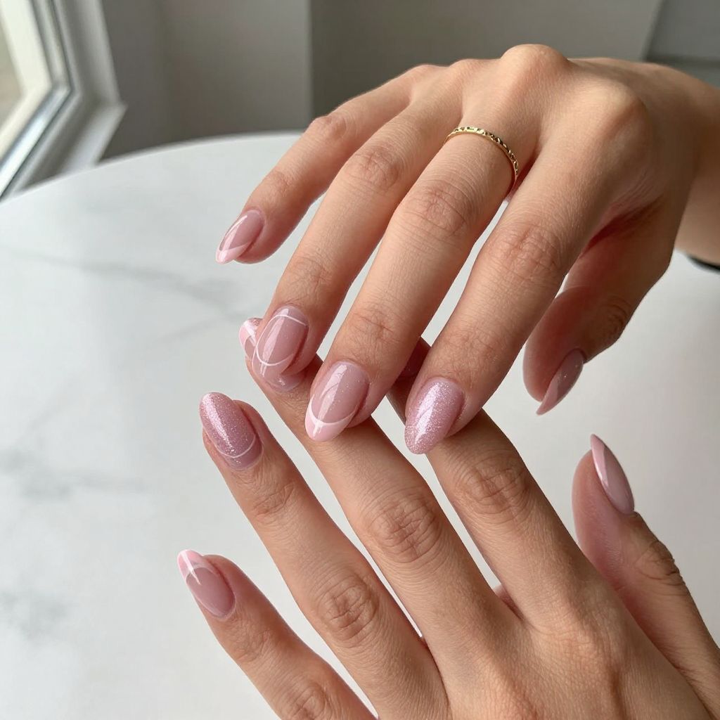 Ballet Pointe Pink with Ombre Glitter Tips
