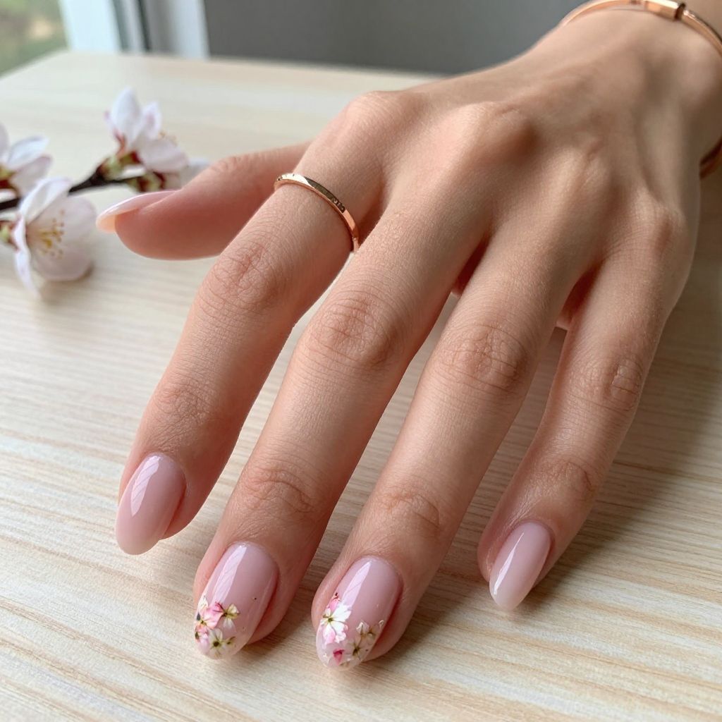 Blush Pink with Pressed Flower Details