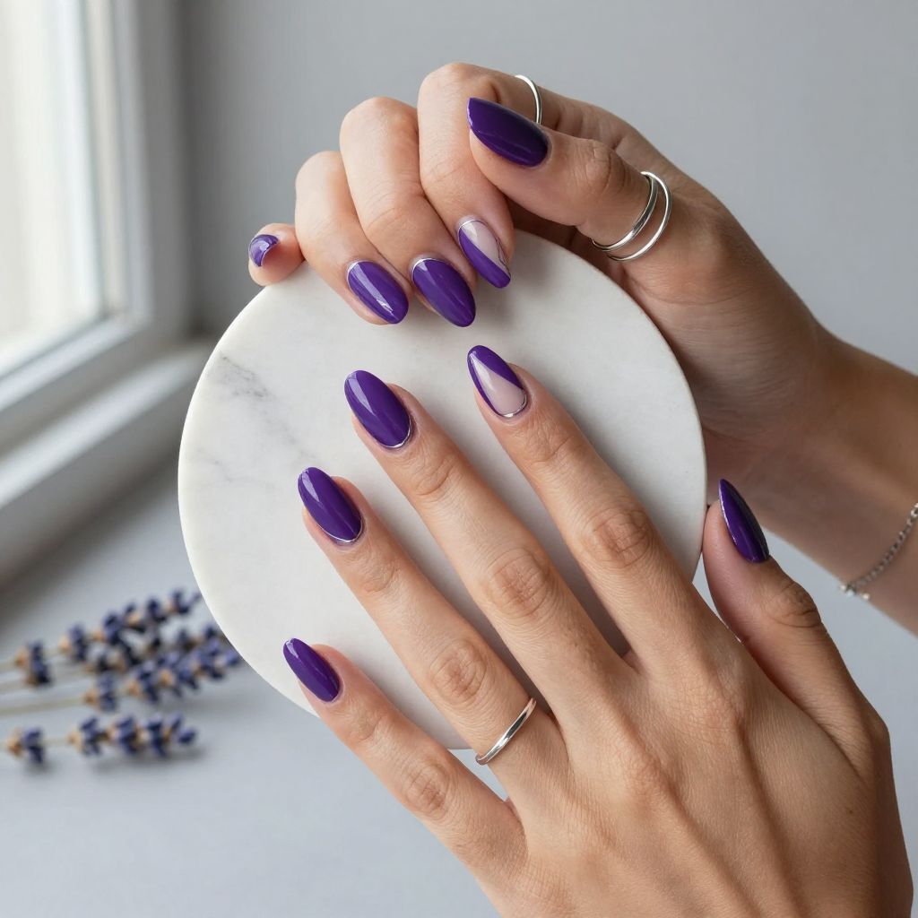 Deep Purple with Negative Space Design