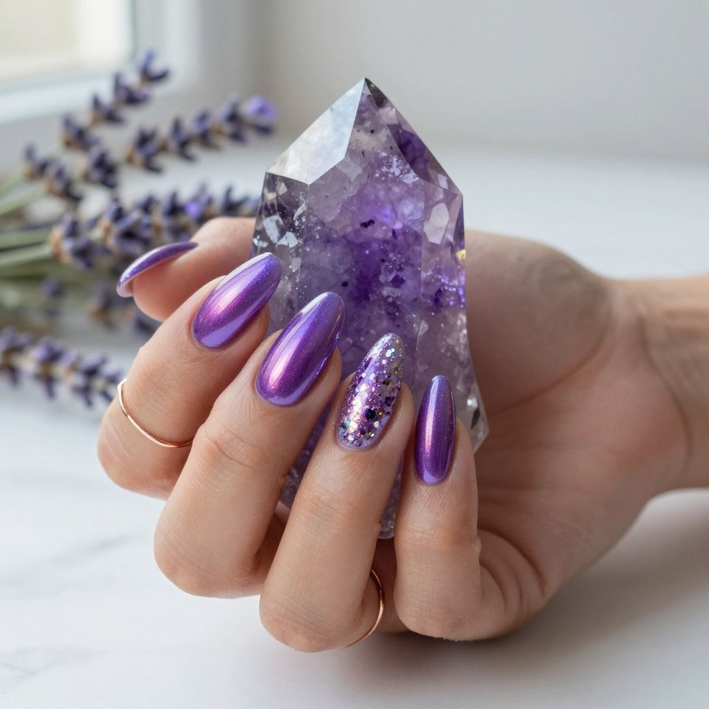 Purple Holographic Iridescent Nails