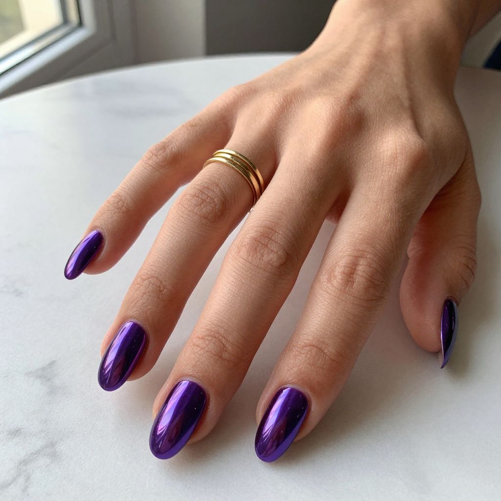 Purple Chrome Mirror Nails