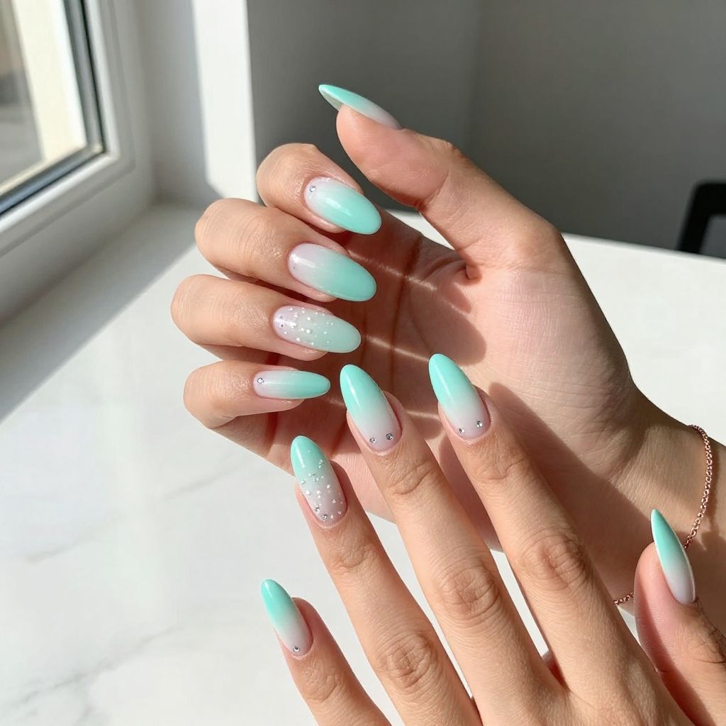 Aquamarine Ombre with Pearl Dust