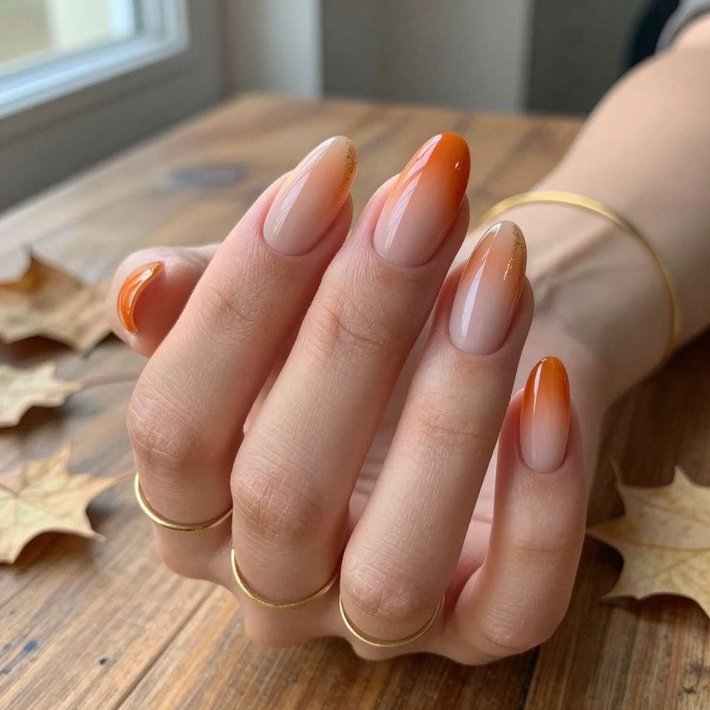 Burnt Orange Ombre Gradient Nails