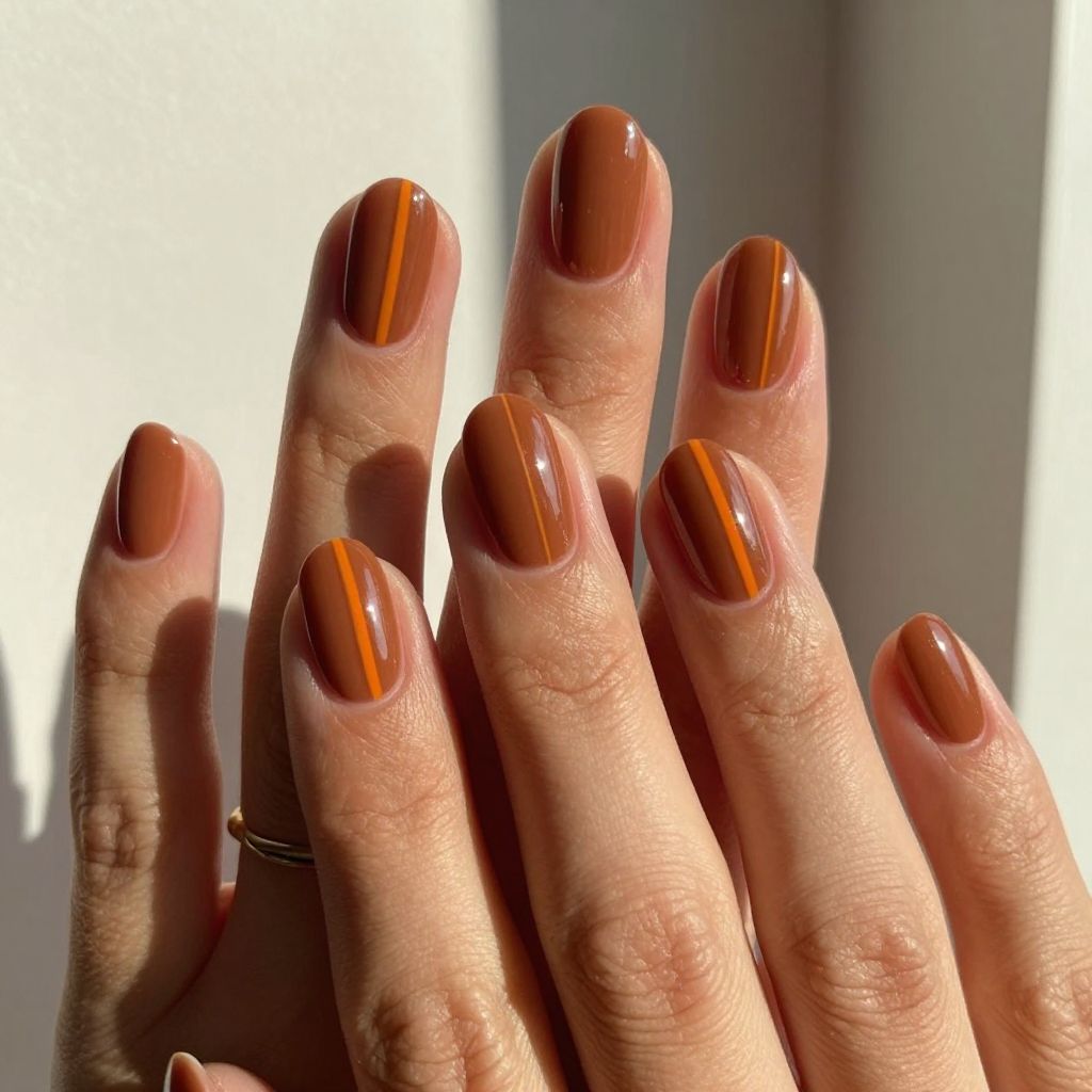 Burnt Orange Stripes with Burnt Sienna Solid