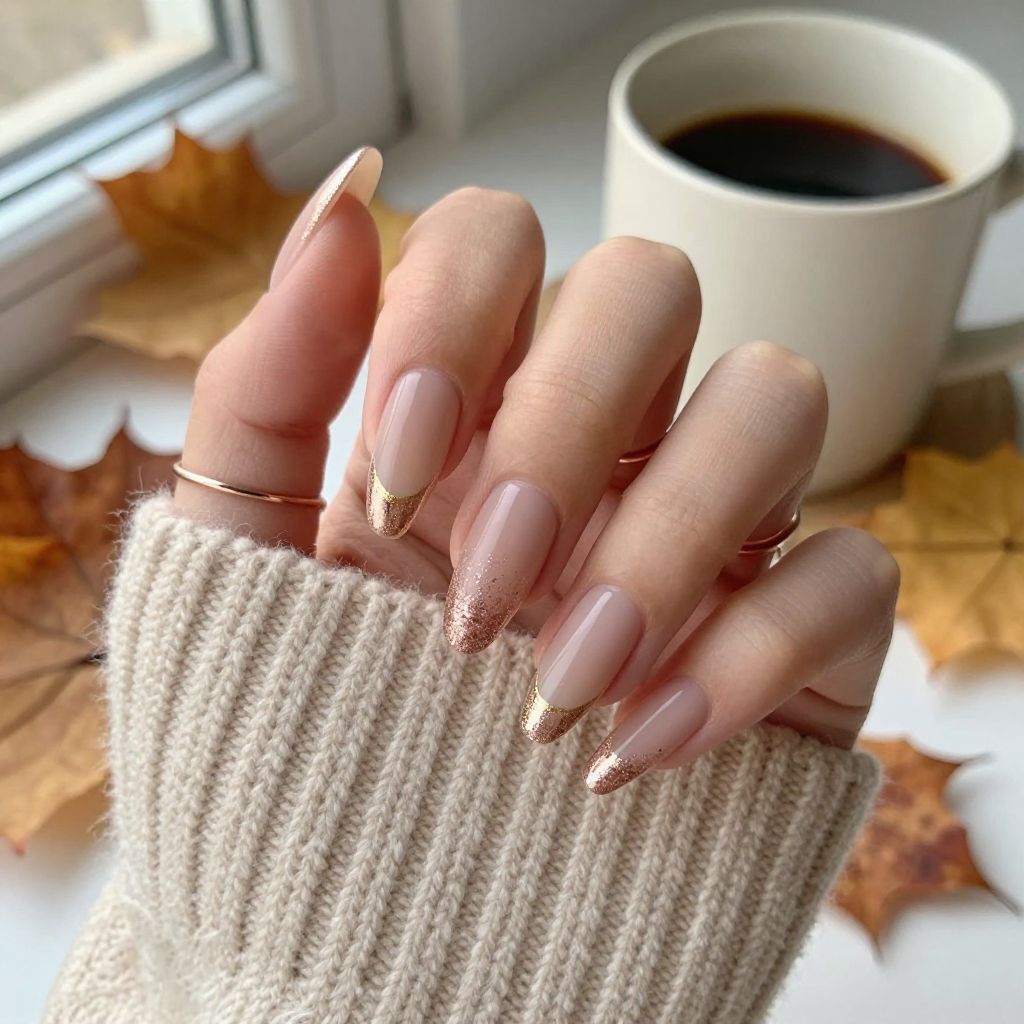 Nude with Ombre Glitter Transition