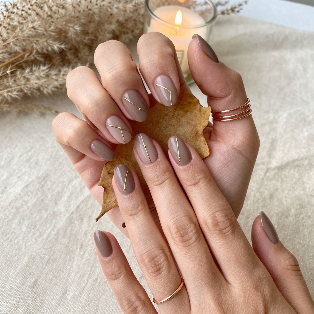 Warm Taupe with Minimalist Gold Lines