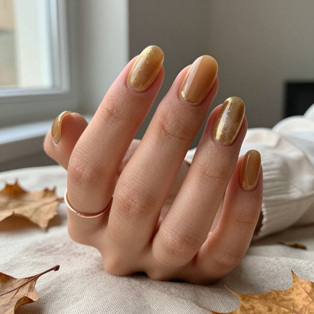 Warm Caramel Ombre with Glitter Gradient