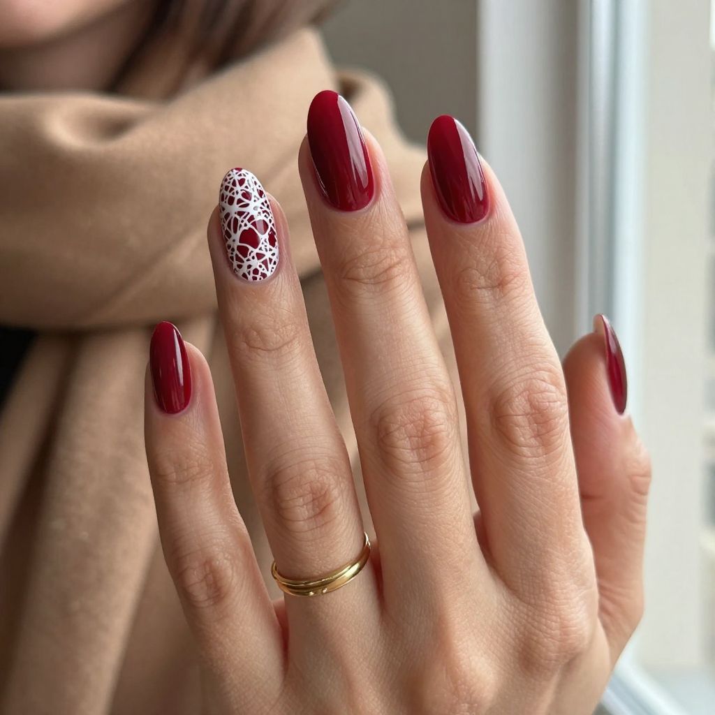 Oxblood Red with Lace Stamped Details