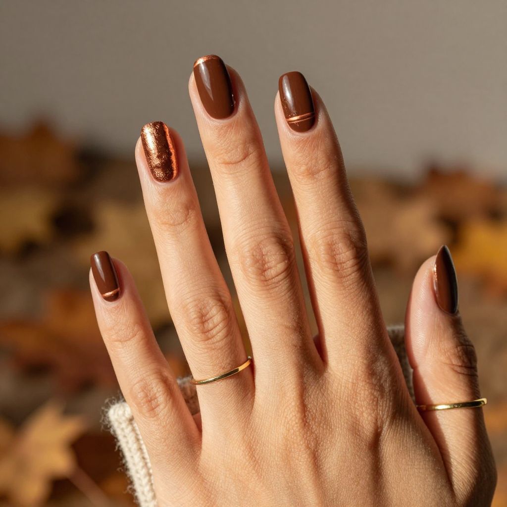 Chocolate Brown with Copper Foil Accents