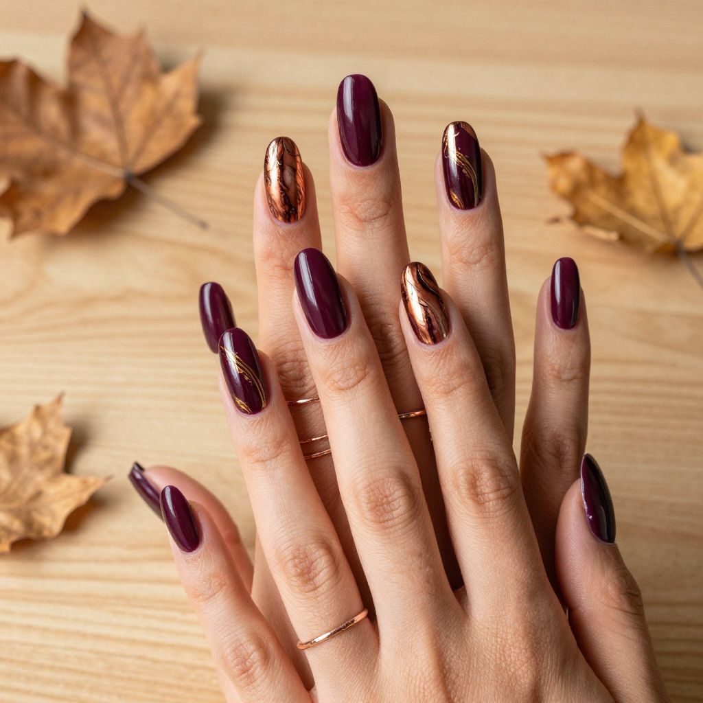 Deep Plum with Metallic Marble Swirls