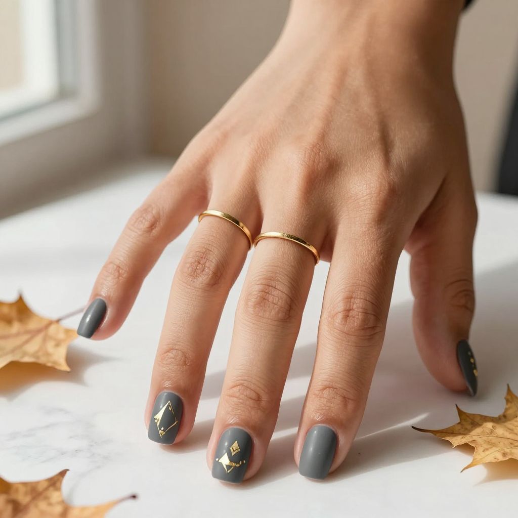 Charcoal with Gold Foil Geometric Accents