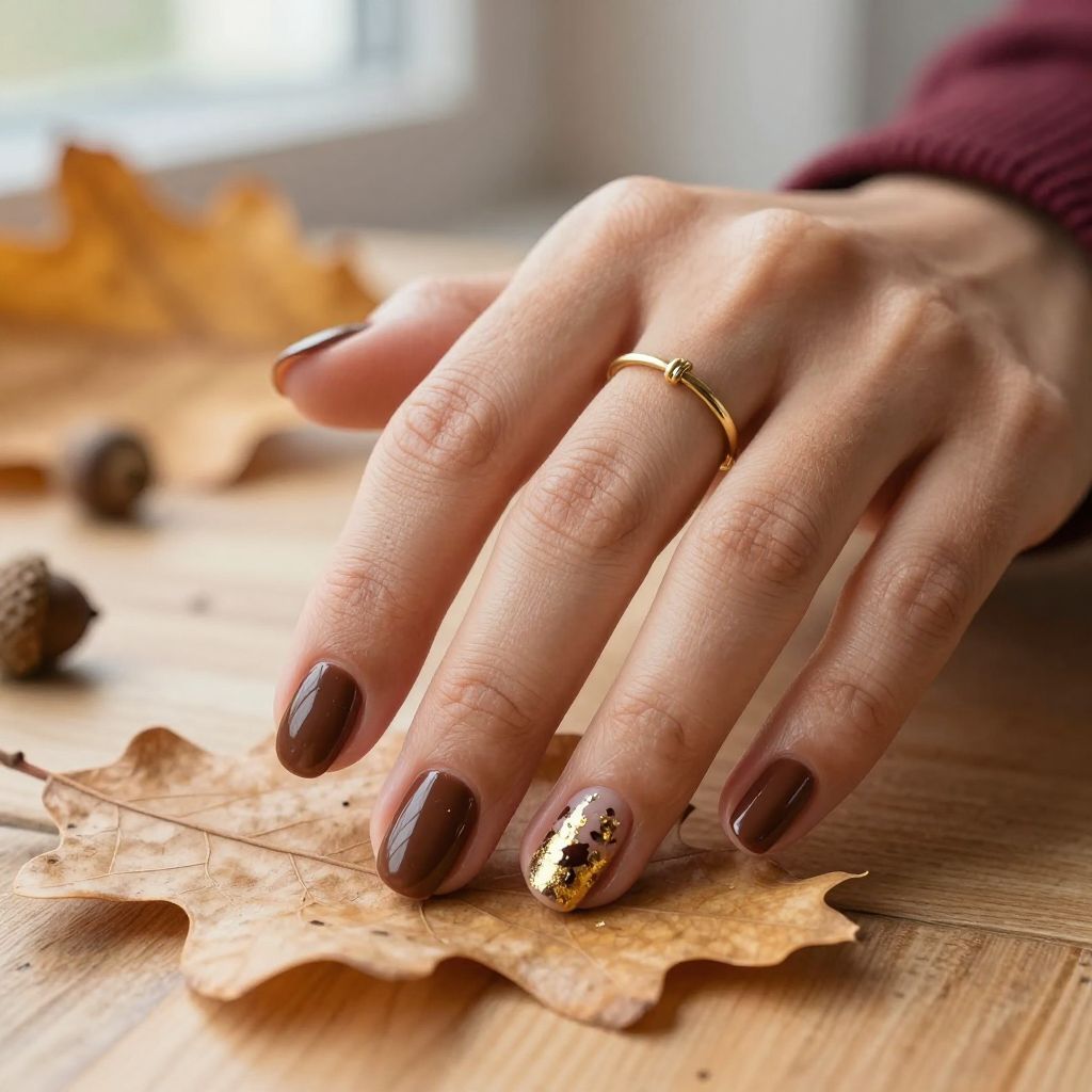 Chocolate Brown with Gold Leaf Accents
