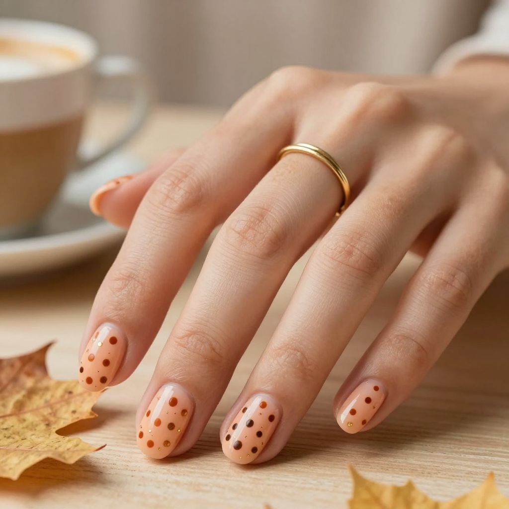 Warm Peach with Spice Dots